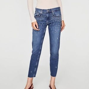 Zara Pearl Boyfriend Jeans